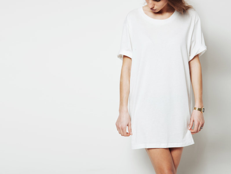 Cotton Shirt Dress - White - Ladies